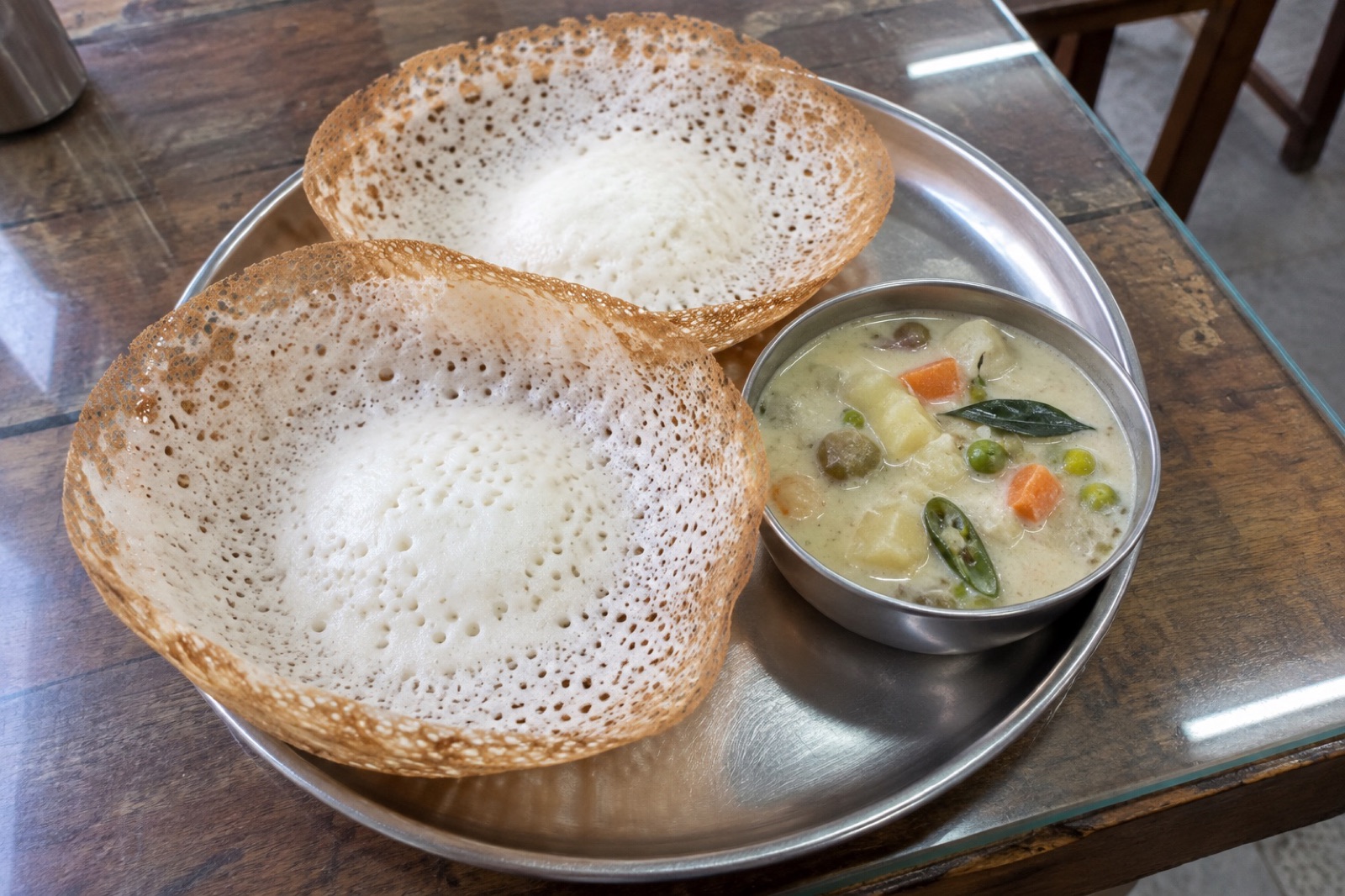 Appam & Chettinad Stew — vegetarian Karaikudi dish