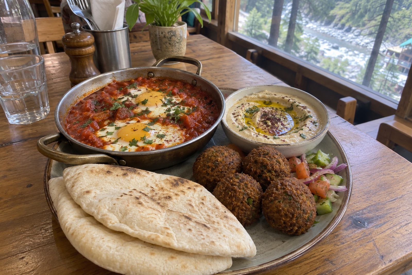 Israeli Platter (Shakshuka & Hummus) — vegetarian Kasol dish