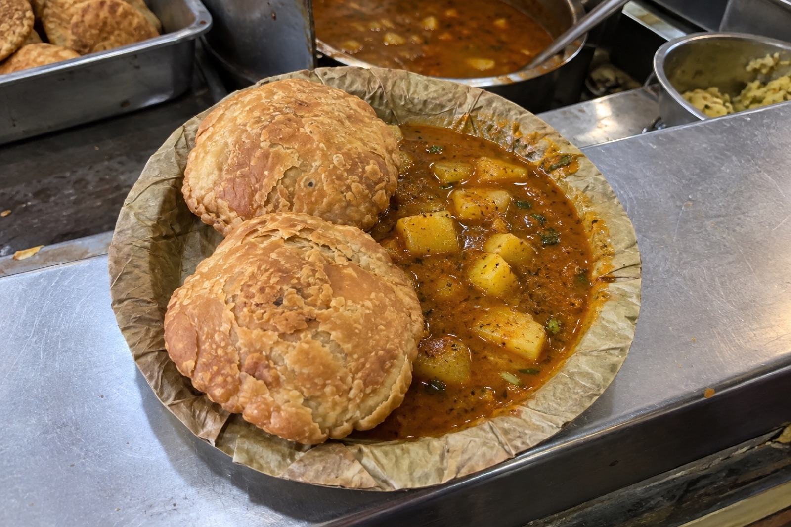 Kachori with Sabzi — vegetarian Mathura dish