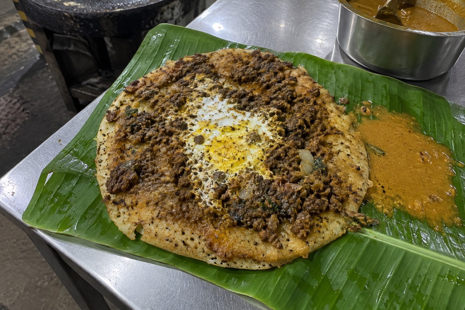 Kari Dosa — non-vegetarian Madurai dish