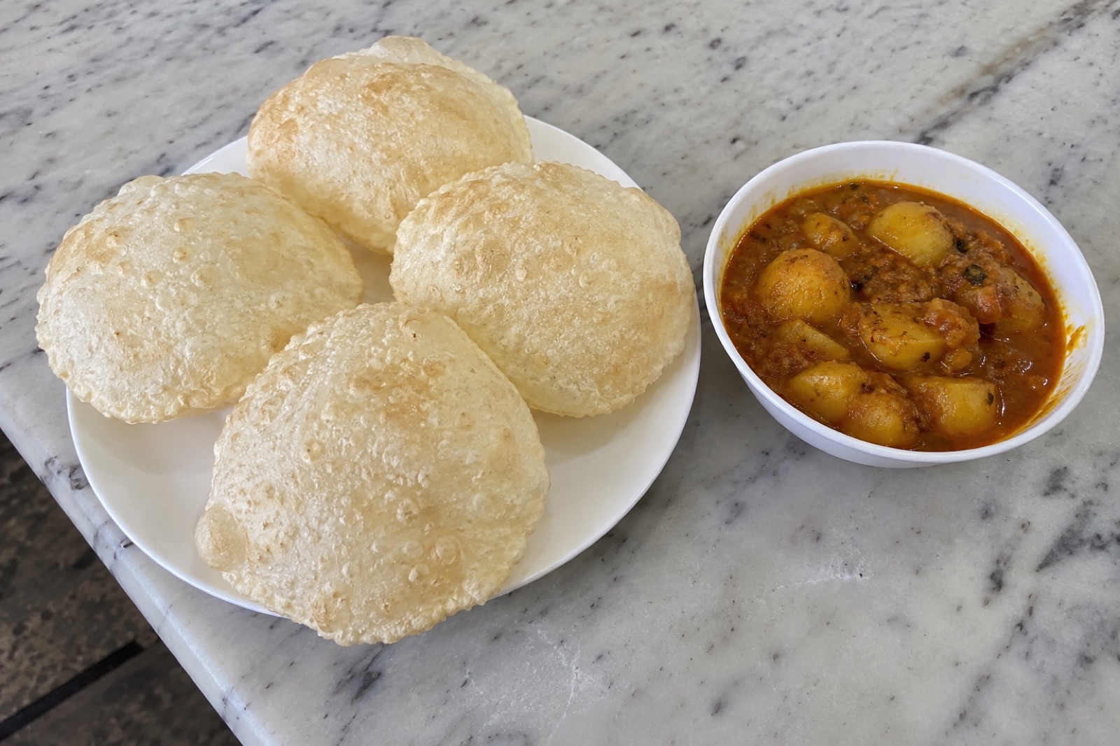 Luchi & Alur Dom — vegetarian Shantiniketan dish
