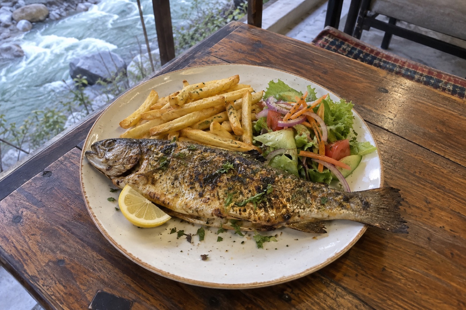 Parvati Trout — non-vegetarian Kasol dish