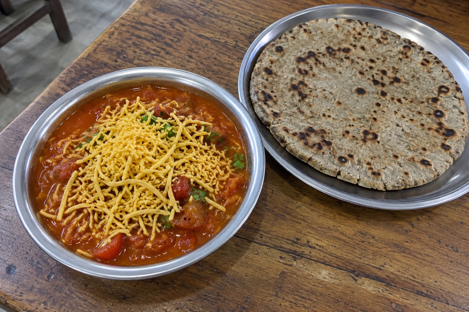 Sev Tameta — vegetarian Sasan Gir dish