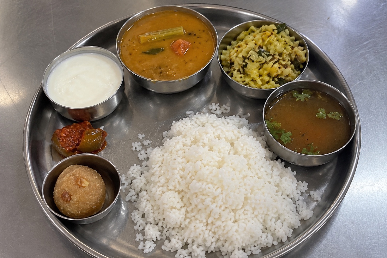 Temple-Town Veg Thali — vegetarian Gokarna dish
