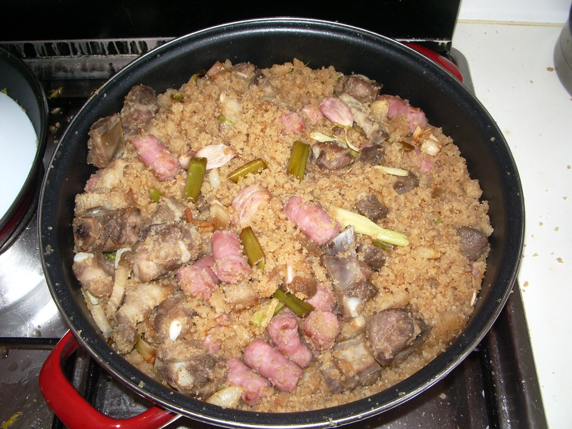 Migas manchegas — non-vegetarian Toledo dish