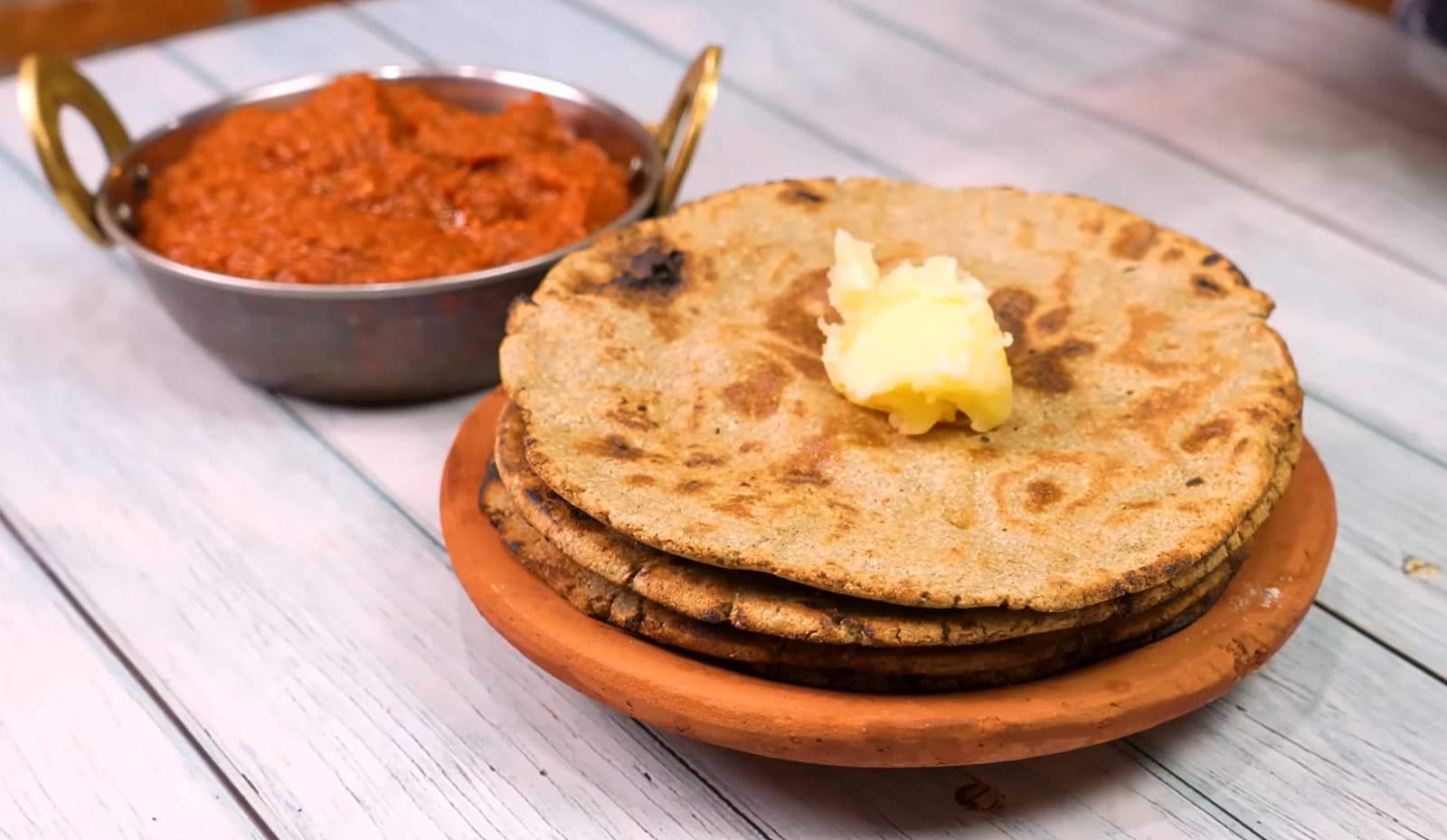 Bajra Roti with Lehsun Chutney — vegetarian Jaipur dish